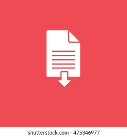 Document Upload Flat Icon On Red Background