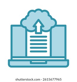 Document Upload mini illustration dual tone blue color icon, use for taxation, economy, business, finance, UI, UX kit, app and web development, digital or print.