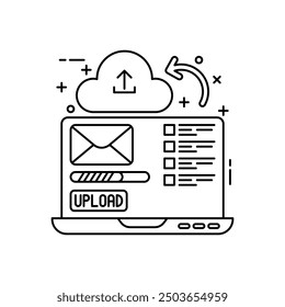 Document Upload Outline Icon, Vector illustration