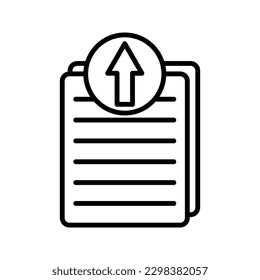 document upload, paper file with arrow up icon vector