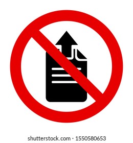 Document upload and prohibition sign on white