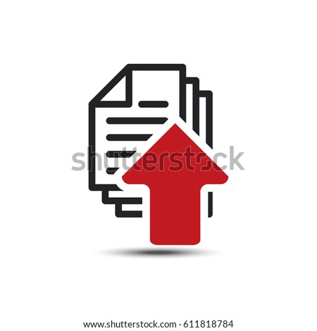 Document upload vector icon isolated on white background