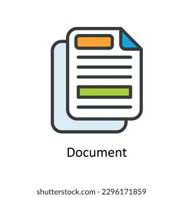 Document Vector  Fill outline Icons. Simple stock illustration stock