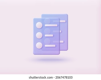 Document vector icon. 3D Web Vector Illustrations.