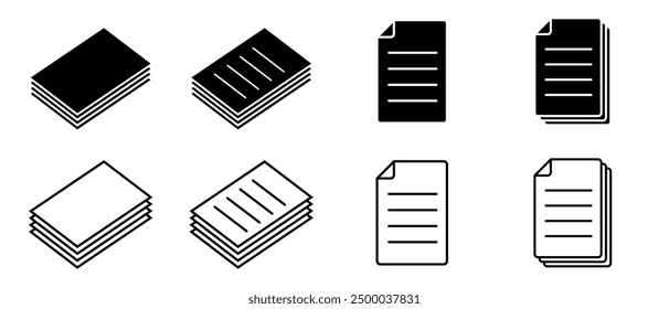 Icono de Vector de documento. Acuerdo de archivo. Conjunto de iconos de documento de papel. Ilustración vectorial