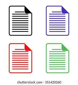 document vector icon - colored set