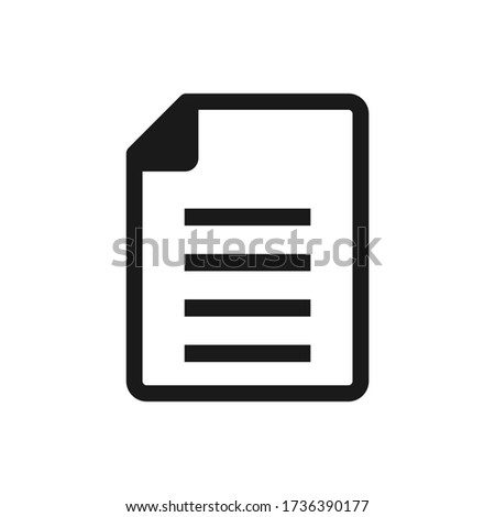 Document vector icon. File icon isolated on white background. Note 