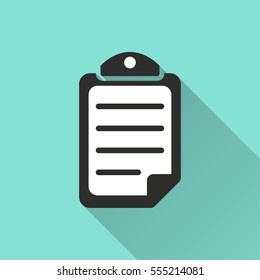 Document vector icon. Illustration isolated on green background for graphic and web design.