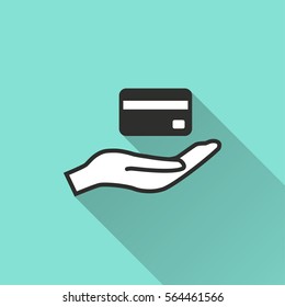 Document vector icon with long shadow. Illustration isolated for graphic and web design.