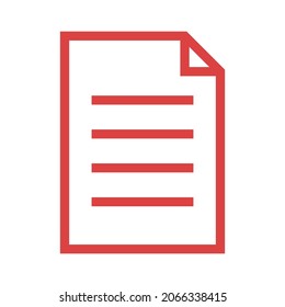 Icono del vector del documento. Símbolo rojo