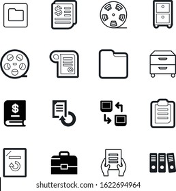 document vector icon set such as: budget, contracts, credit, task, mark, handle, payment, brief, hold, list, contract, certificate, modern, case, analytical, download, financial, cargo, files