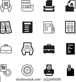 document vector icon set such as: silhouette, rubber, ring, stack, reverse, attach, website, remember, building, folder, loan, tag, note, switch, refresh, seal, binder, binders, exterior, clip