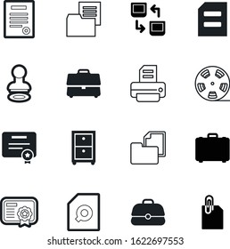 document vector icon set such as: quality, filmstrip, network, organize, cupboard, library, find, glass, exchange, authority, signature, image, backup, certified, cinema, magnifying, cabinet, upload