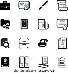 document vector icon set such as: pen, checklist, orange, arch, annual, submit, scroll, correspondence, circle, briefcase, zoom, internet, money, certified, icons, magnifier, exterior, modern, task