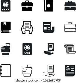 document vector icon set such as: logo, debt, billing, note, publishing, tax, airport, graphic, contract, learning, money, job, organizer, total, credit, global, paperwork, international, empty