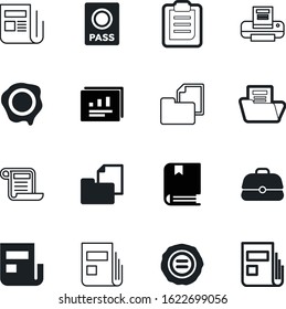 document vector icon set such as: board, multimedia, passport, check, blank, organize, case, entertainment, luggage, task, id, cover, bag, baggage, doc, vacation, smart, lock, chart, abstract