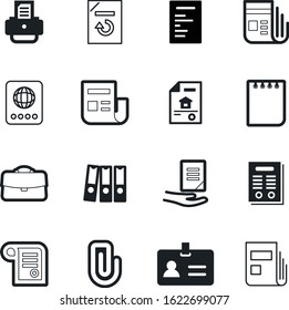 document vector icon set such as: notebook, notepad, tag, image, tourism, refresh, sale, loan, grey, pages, start, qualification, suitcase, swap, national, construction, travel, brief, visual