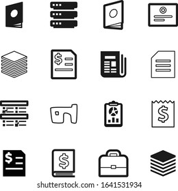 document vector icon set such as: handle, slum, briefcase, exam, estate, gift, button, collection, award, house, form, cash, round, template, diploma, simbol, price, analytics, news, bank, outline