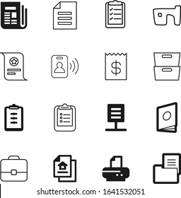 document vector icon set such as: ornament, media, handbook, gift, bank, invoice, restaurant, tourism, archive, management, cashier, cabinet, case, style, account, plan, article, marketing, financial