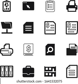 document vector icon set such as: image, magnifier, chart, businessman, cash, invoice, research, tool, briefcase, organization, magnification, red, communication, industry, city, look, bag