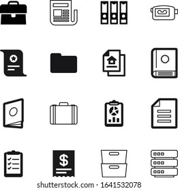 document vector icon set such as: server, release, payment, round, binder, filing, communication, analytics, gift, reference, outline, film, drawer, row, amount, residential, newspaper, binders