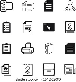 document vector icon set such as: style, panel, restaurant, reference, news, reports, documentary, annual, printer, commercial, recording, picture, lines, fax, art, profit, film, camcorder, pattern