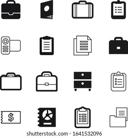 document vector icon set such as: job, profit, asset, price, drawer, paperwork, old, debt, reference, research, multimedia, receipt, lock, textbook, travel, property, logistic, website, rental