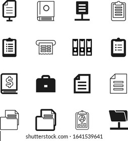 document vector icon set such as: folders, calculation, analysis, cash, pay, color, multiple, case, suitcase, choice, annual, payment, blank, bag, tax, organization, money, corporate, work, circle