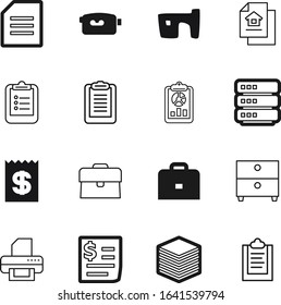 document vector icon set such as: storage, cashier, price, sell, baggage, collection, abstract, dollar, app, slum, analytics, printout, documentary, movie, camcorder, picture, restaurant, loan