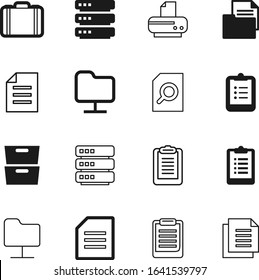 document vector icon set such as: portfolio, icons, simbol, view, case, print, contract, closeup, find, 3d, bag, box, magnifier, printout, tool, reference, printer, handle, card, button, study