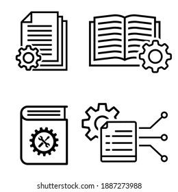 Document vector icon set. technical documentation illustration sign collection. manual symbol.