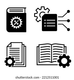 Document vector icon set. technical documentation illustration sign collection. manual symbol.