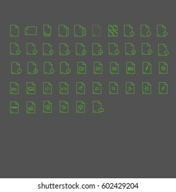 Document Vector Icon Set. Document thin icons if flat style. Actions with documents
