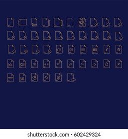 Document Vector Icon Set. Document thin icons if flat style. Actions with documents