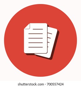 Document vector icon with shadow. Illustration isolated for graphic and web design.