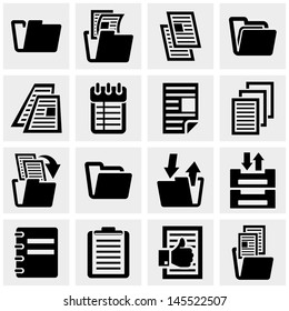 Document vector icons set on gray.