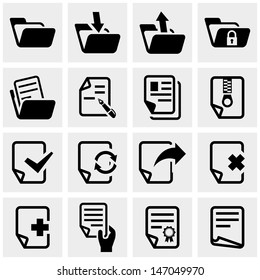 Document vector icons set on gray. 