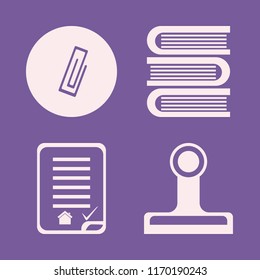 document vector icons set. with paper clip, house buying contract and books in set