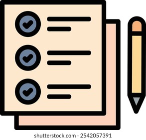 Document Vector Line Filled Icon Design