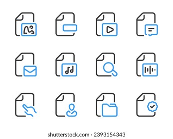 Document vector line icons. File data and Configurations outline icon set.