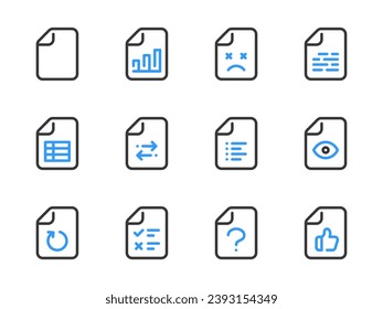 Document vector line icons. File type, Data and Configurations outline icon set.