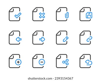 Document vector line icons. File data and Configurations outline icon set.