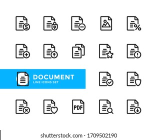 Document vector line icons. Simple set of outline symbols, graphic design elements. Line icons