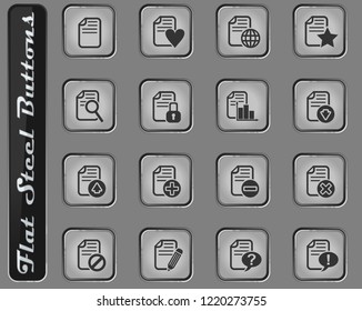 document vector web icons on the flat steel buttons