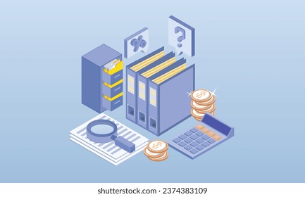 Document verification.on blue background.3D design.isometric vector design Illustration.