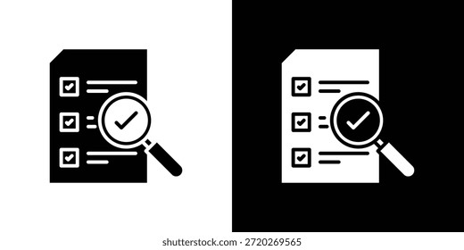 Icono de verificación del documento. Icono de diseño plano simple en blanco y negro
