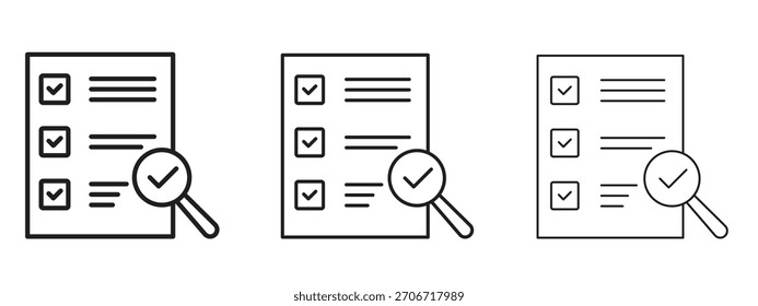 Document verification icon with outline style, vector illustration designs