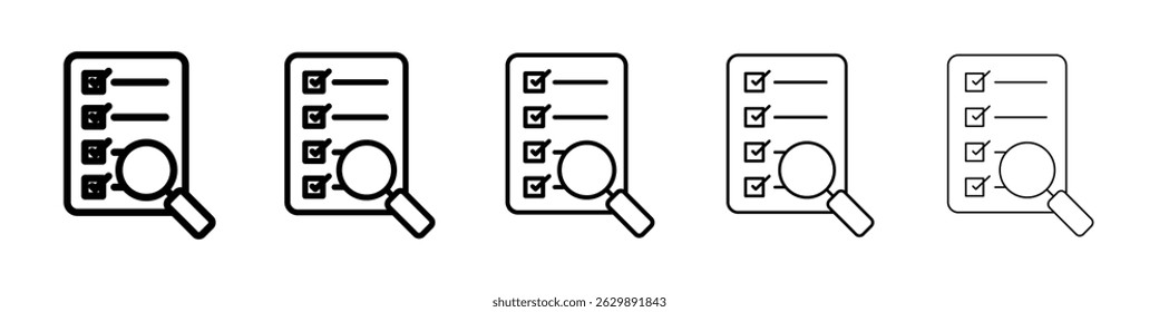 Document verification icon Simple thin line flat symbol
