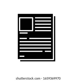 Document view black icon, concept illustration, vector flat symbol, glyph sign.