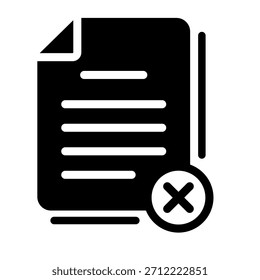 Document with a visible X mark, representing error, invalid data, rejected file, or incorrect entry.